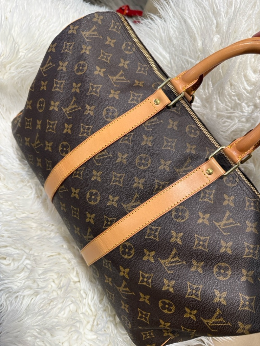 Louis Vuitton Monogram Canvas Duffel with Natural Tan Leather Trim - Picture 3 of 4